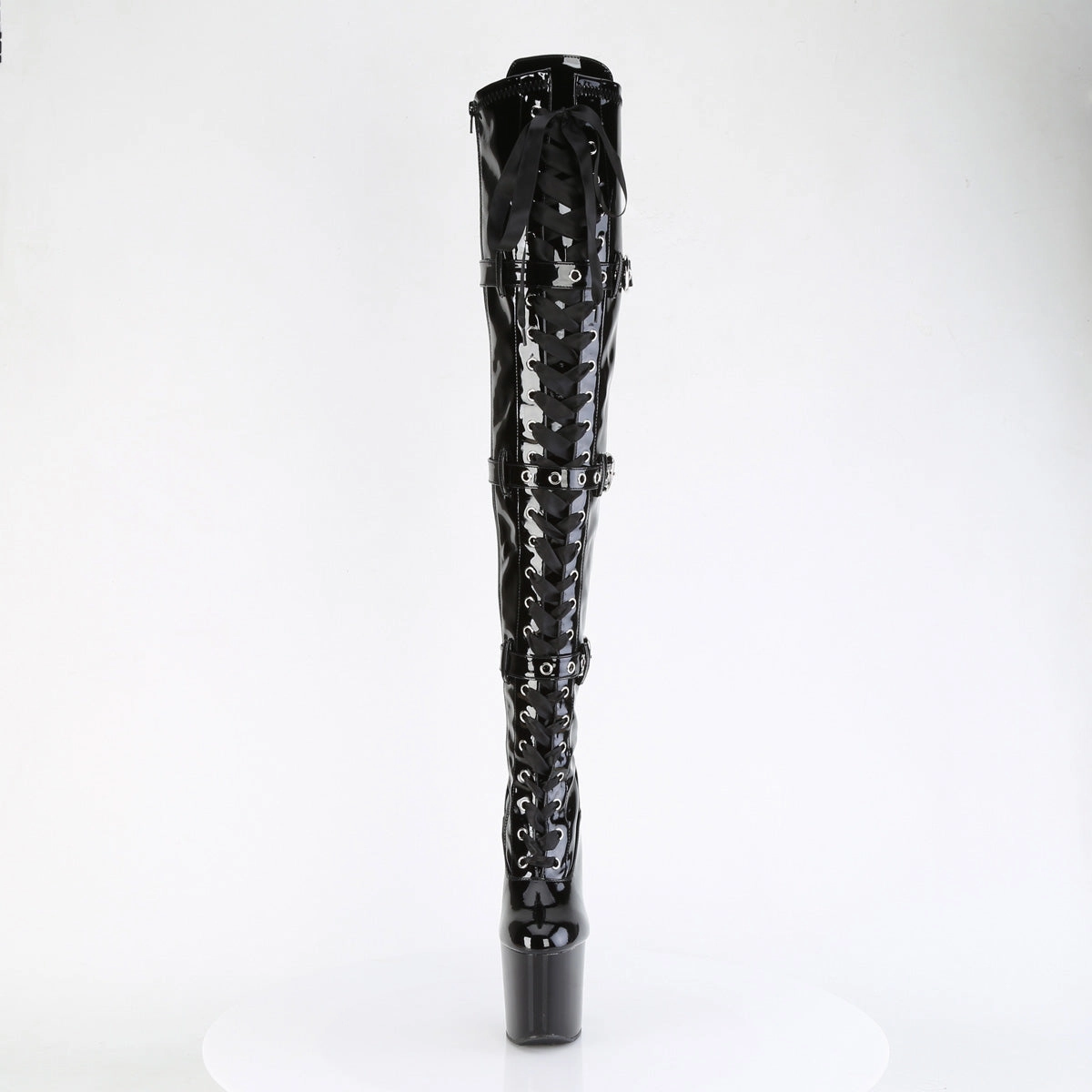 Coolest Chelsea Boots 8 Inch Heelless CRAZE-3028 Black Stretch Patent