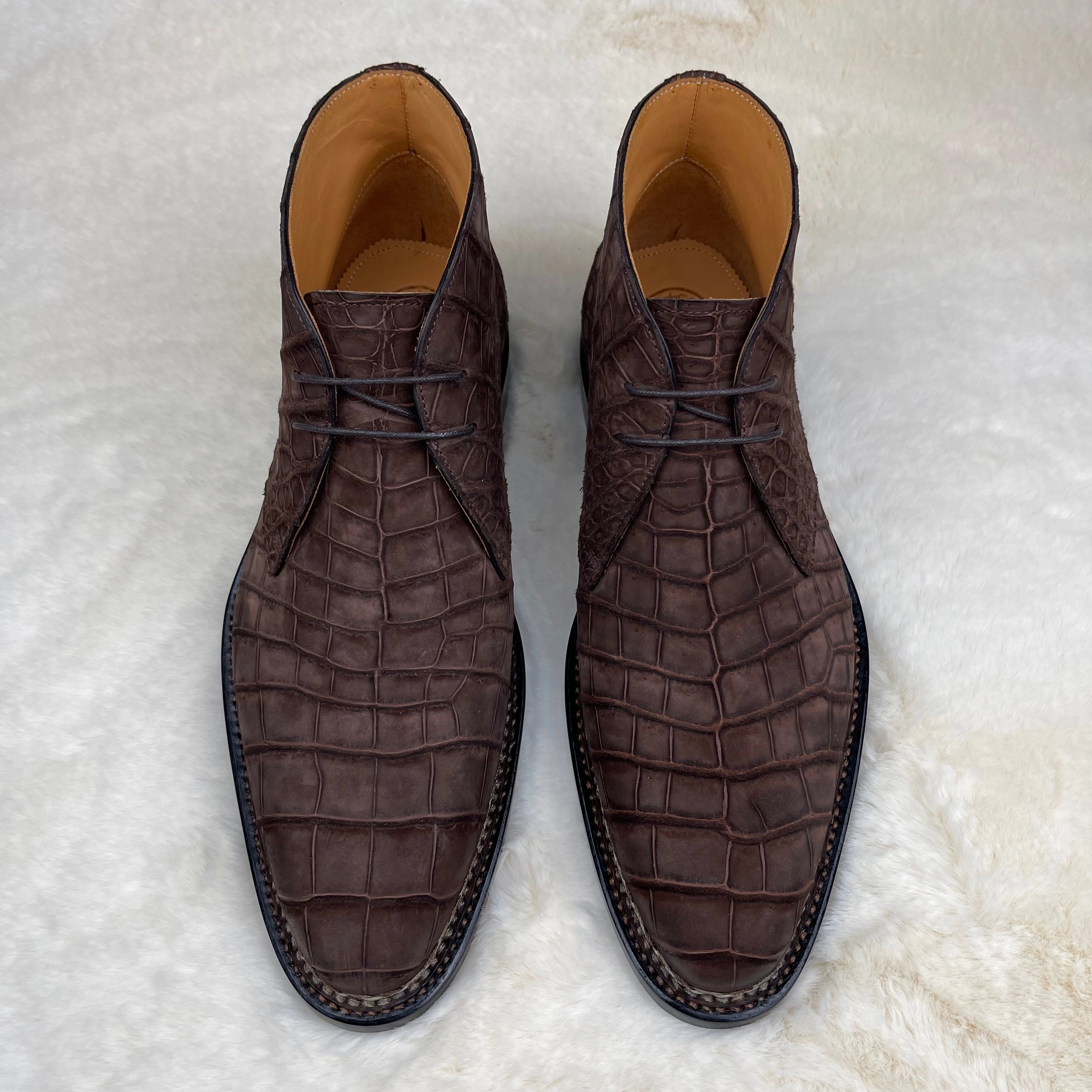 Chelsea Boots And Wide Leg Pants Preorder Crocodile Shoes Men's Sanded Crocodile Leather Chelsea Boots Without Norweign Stitch