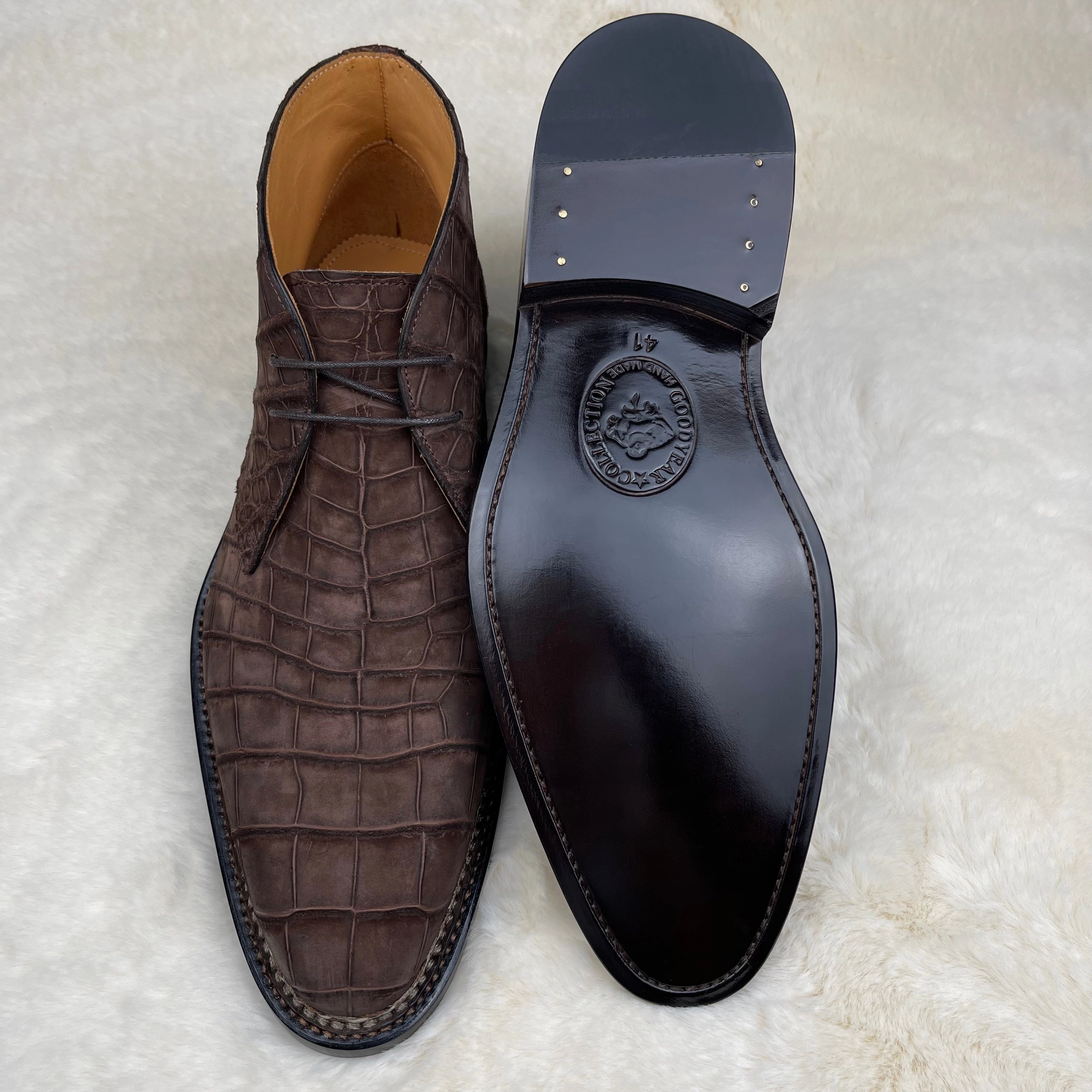 Chelsea Boots Wide Width Preorder Crocodile Shoes Men's Sanded Crocodile Leather Chelsea Boots Without Norweign Stitch