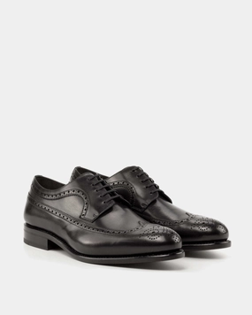 Outlet - Black Calf Wingtip Derby Closed Toe Lace Up Shoes