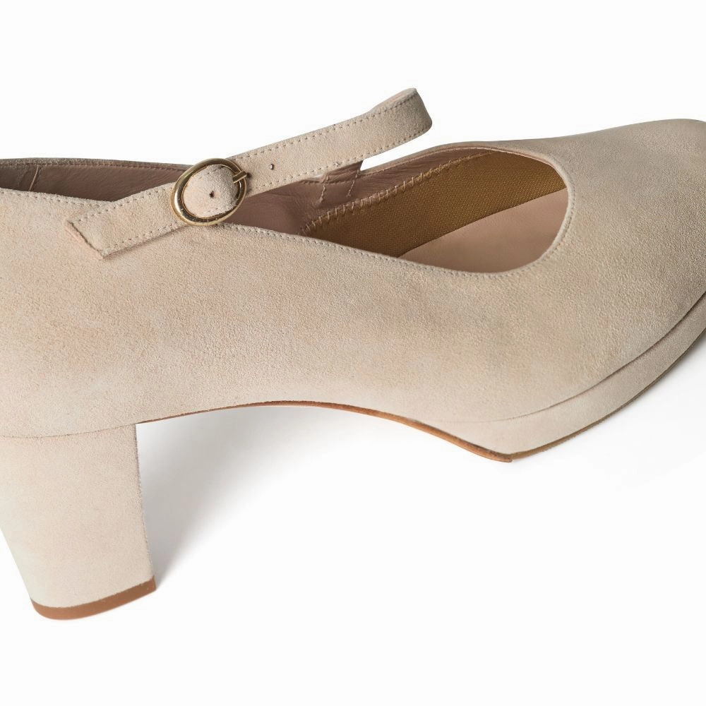 High Heel Tennis Shoes Wedge Clare Wide Fit Platform Heels - Almond Suede