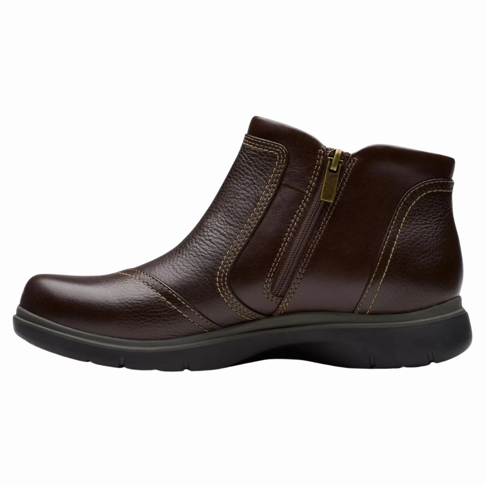 Chelsea Boots Almond Toe Clarks Certina Joy Dark Brown Leather Boot (Women's)