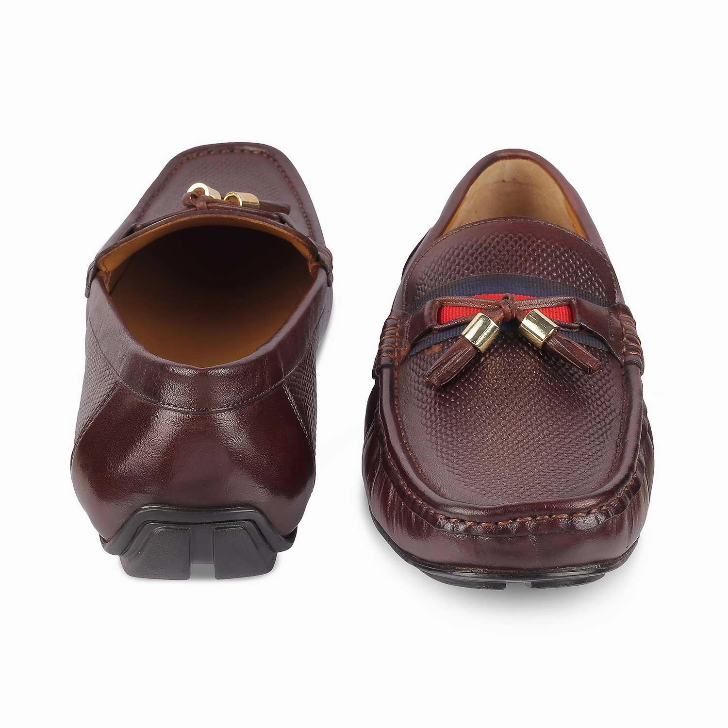Tresmode Sotas Brown Men's Leather Driving Loafers Double Chocolate Leather Loafers