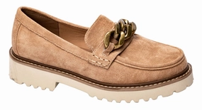 Women's Faux Suede Literally Loafers In Camel Faux Suede No Show Socks For Loafers