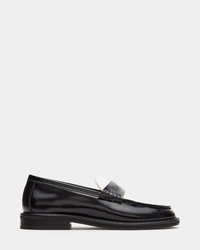 MADISON BLACK/WHITE LEATHER Penny Loafers With Jeans