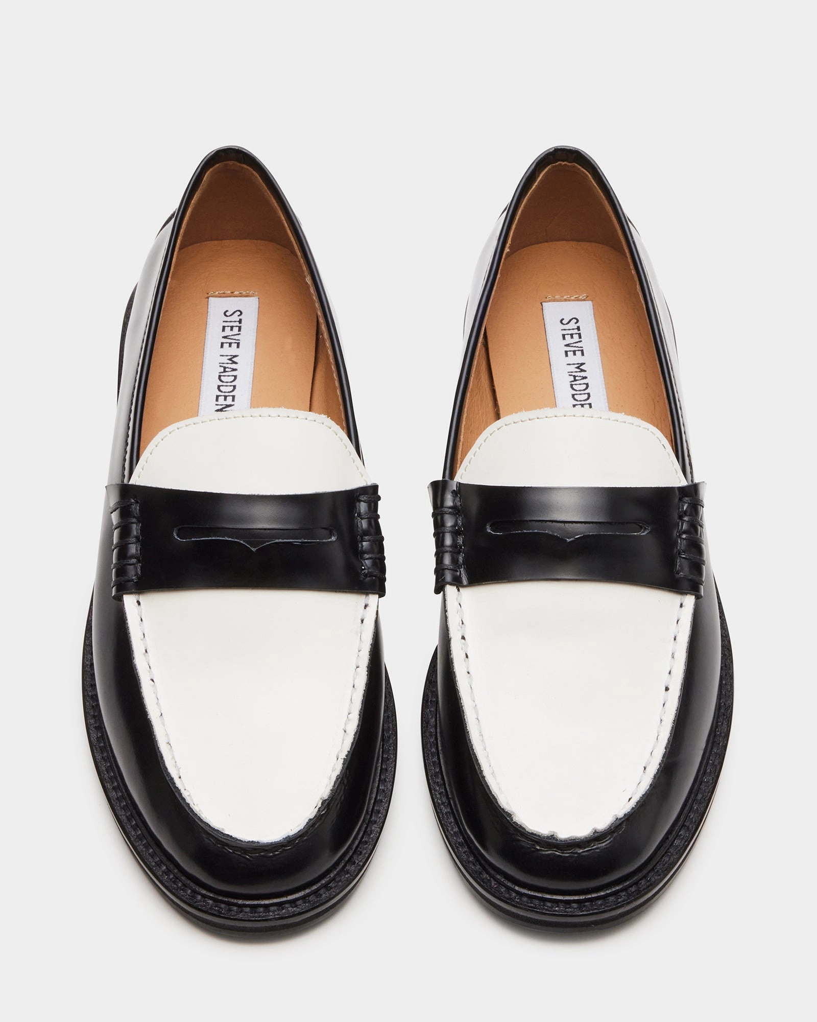 MADISON BLACK/WHITE LEATHER Two Tone Penny Loafers