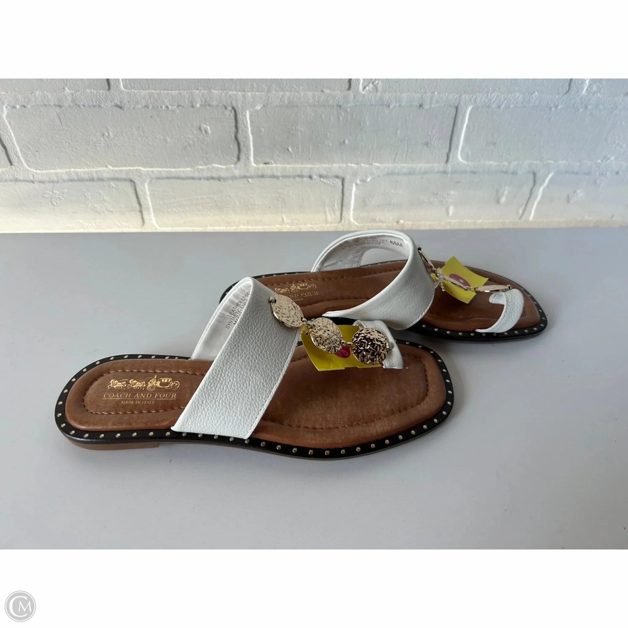 Sandals Flip Flops By Coach And Four In Brown & Cream, Size: 6.5 Flip Flops Run Big Or Small