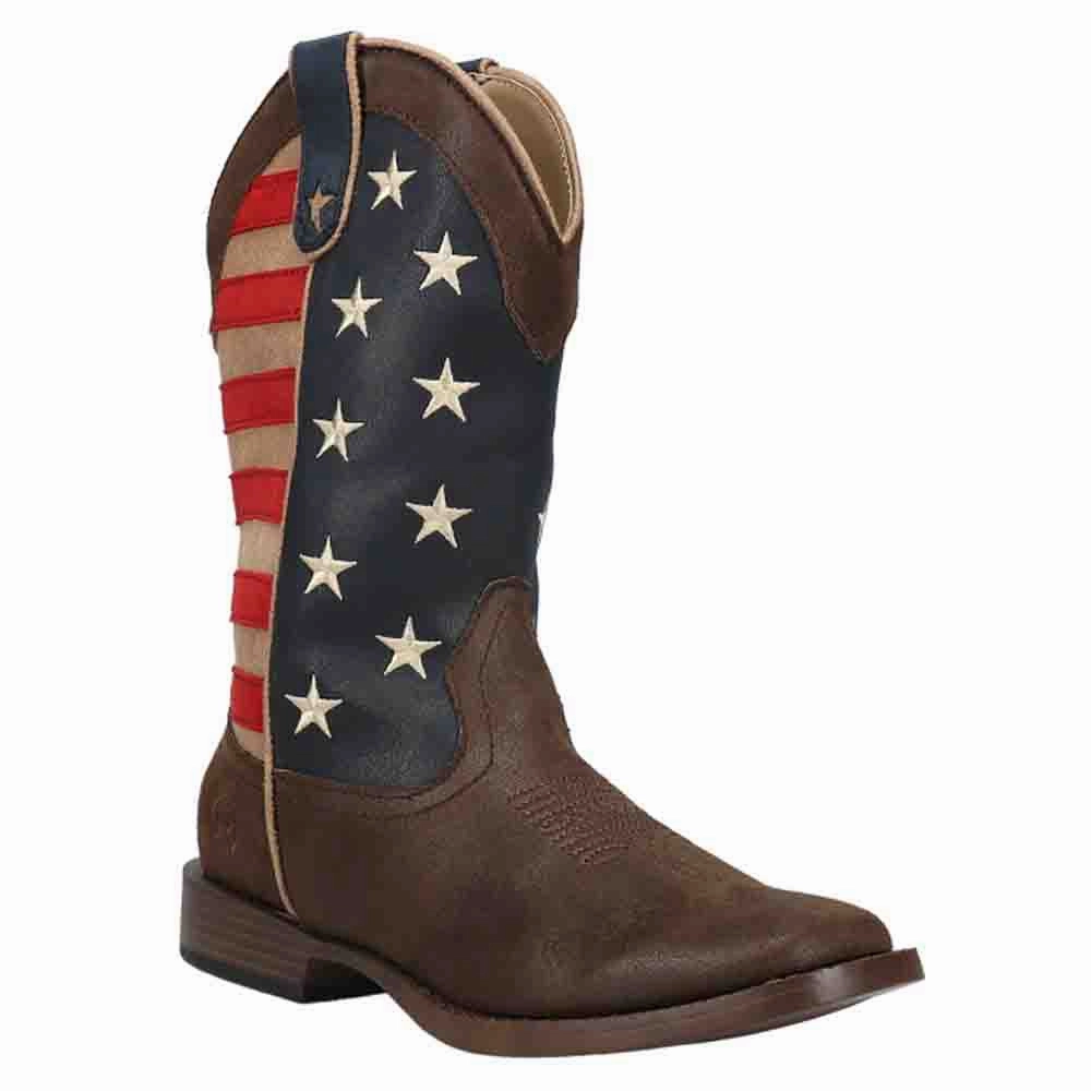 American Patriotic Square Toe Cowboy Boots (Big Kid) Rain Boots Hunter