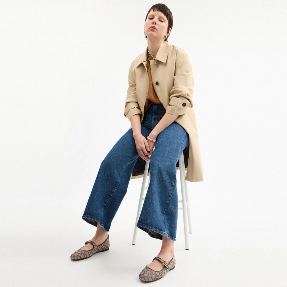 Coach C Rivet Mary Jane In Signature Jacquard Oak Maple Tamaris Mary Jane Shoes