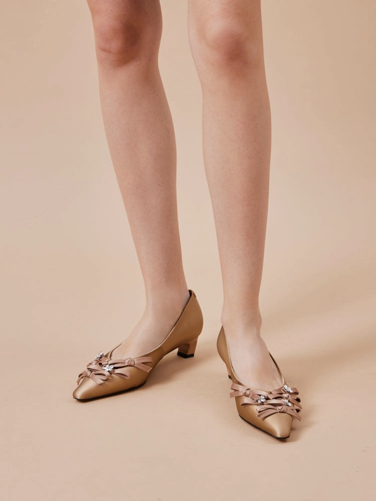 Coco Embellished Bow Heels High Heel Military Boots