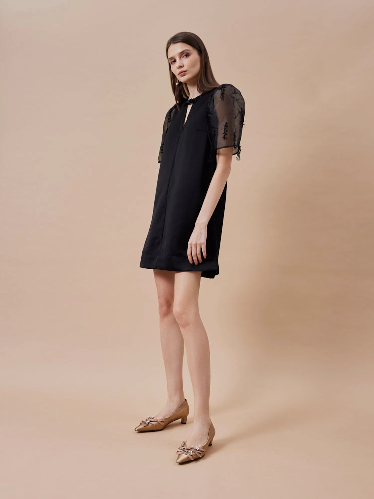 Coco Embellished Bow Heels Black High Heel Boots Ankle