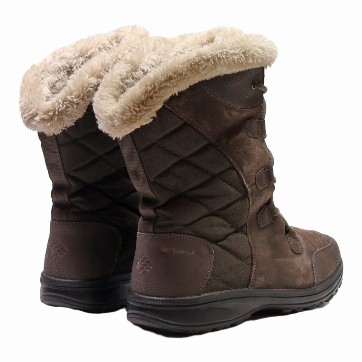 COLUMBIA Snow Boots Brown Leather Womens UK 10 Mid Snow Boots