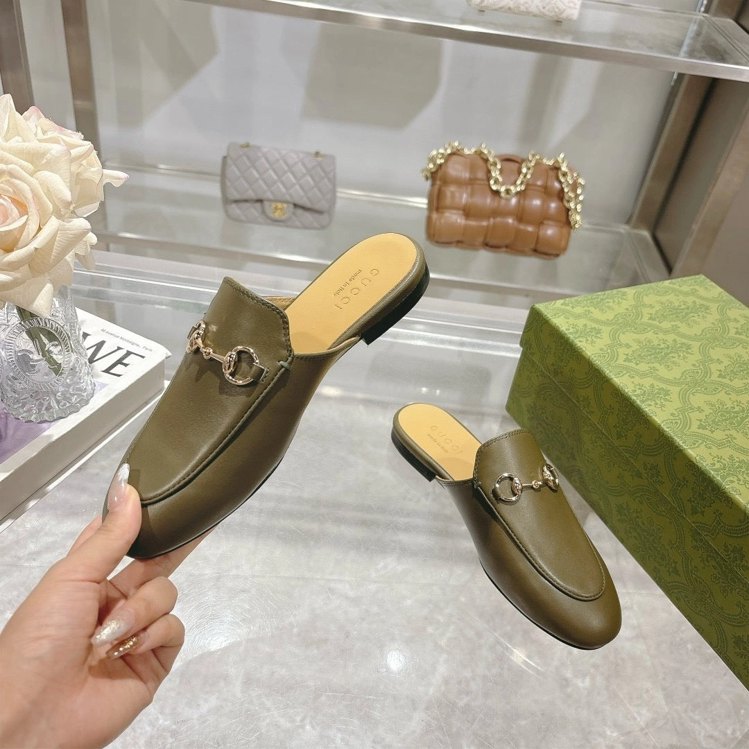 SE1490 Women's Gucci Jordaan Loafer/Slipper Gold Flat Shoes Near Me