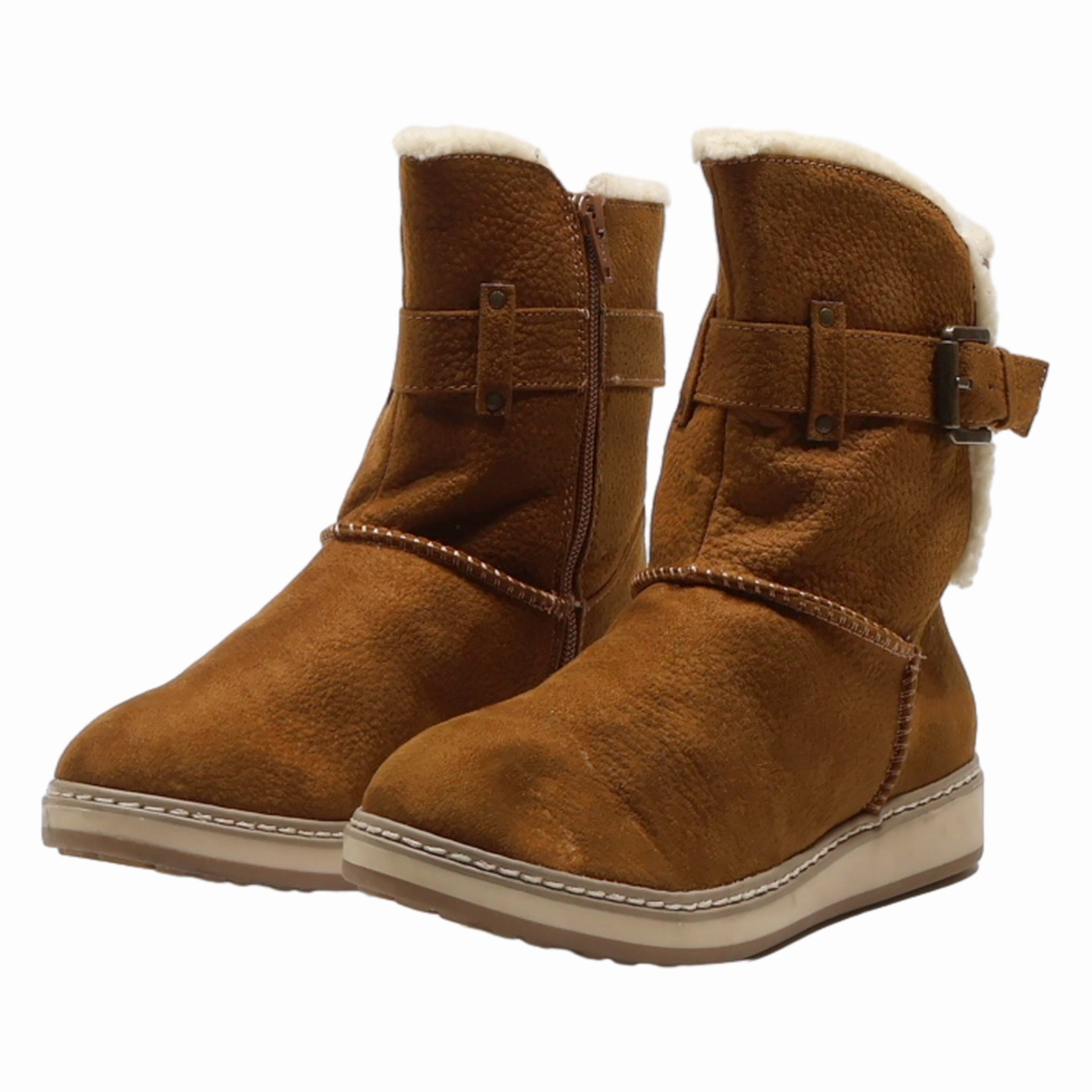 WHITE MOUNTAINS Snow Boots Brown Leather Womens UK 4.5 Journee Collection Snow Boots