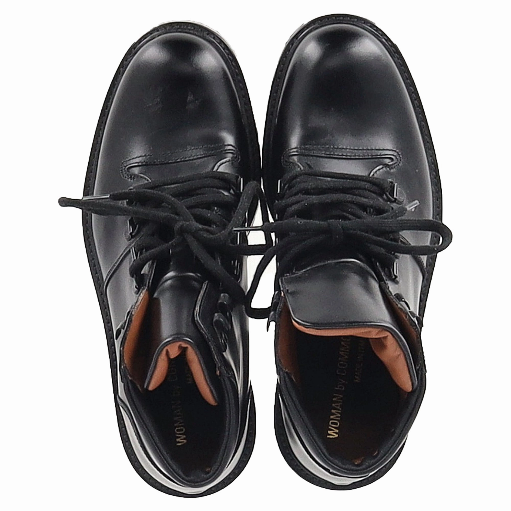 Common Projects Lace-Up Hiking Boots in Black Leather Lightweight Mid Hiking Boots