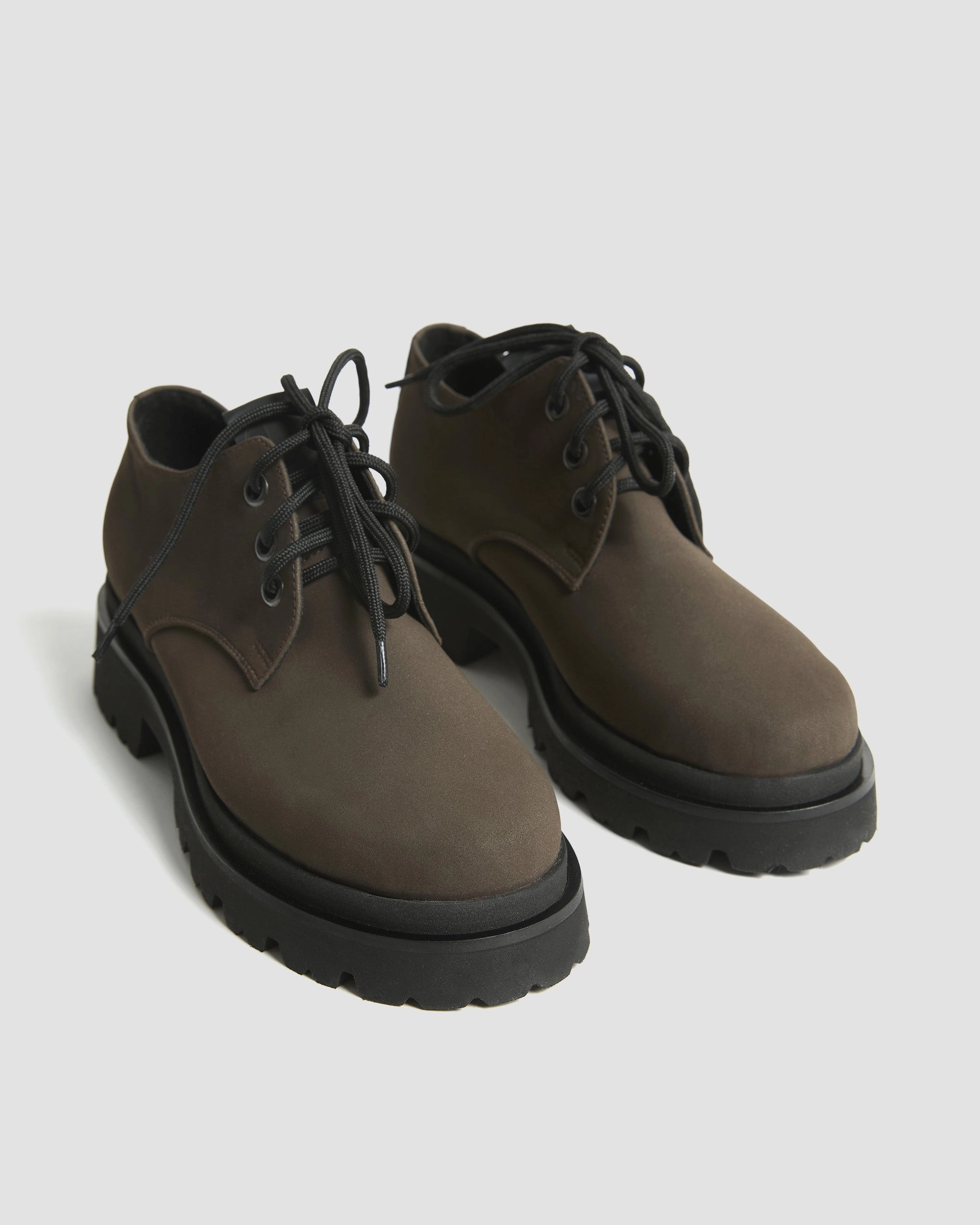 Chunky Derbs No 2 Chocolate suede brown Best Non Slip Work Shoes For Flat Feet