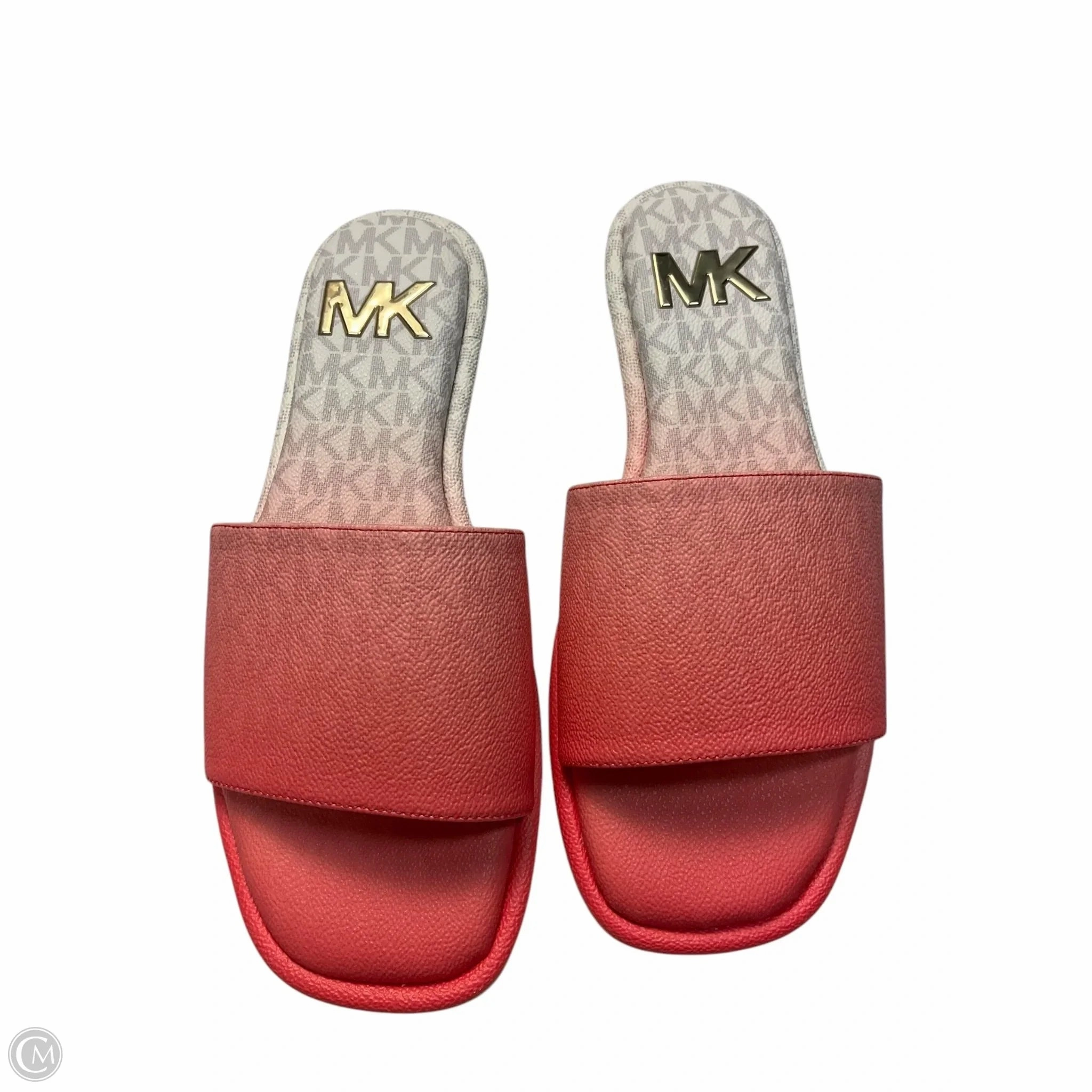 Sandals Flip Flops By Michael By Michael Kors In Orange & White, Size: 8 Fun Fur Flip Flops