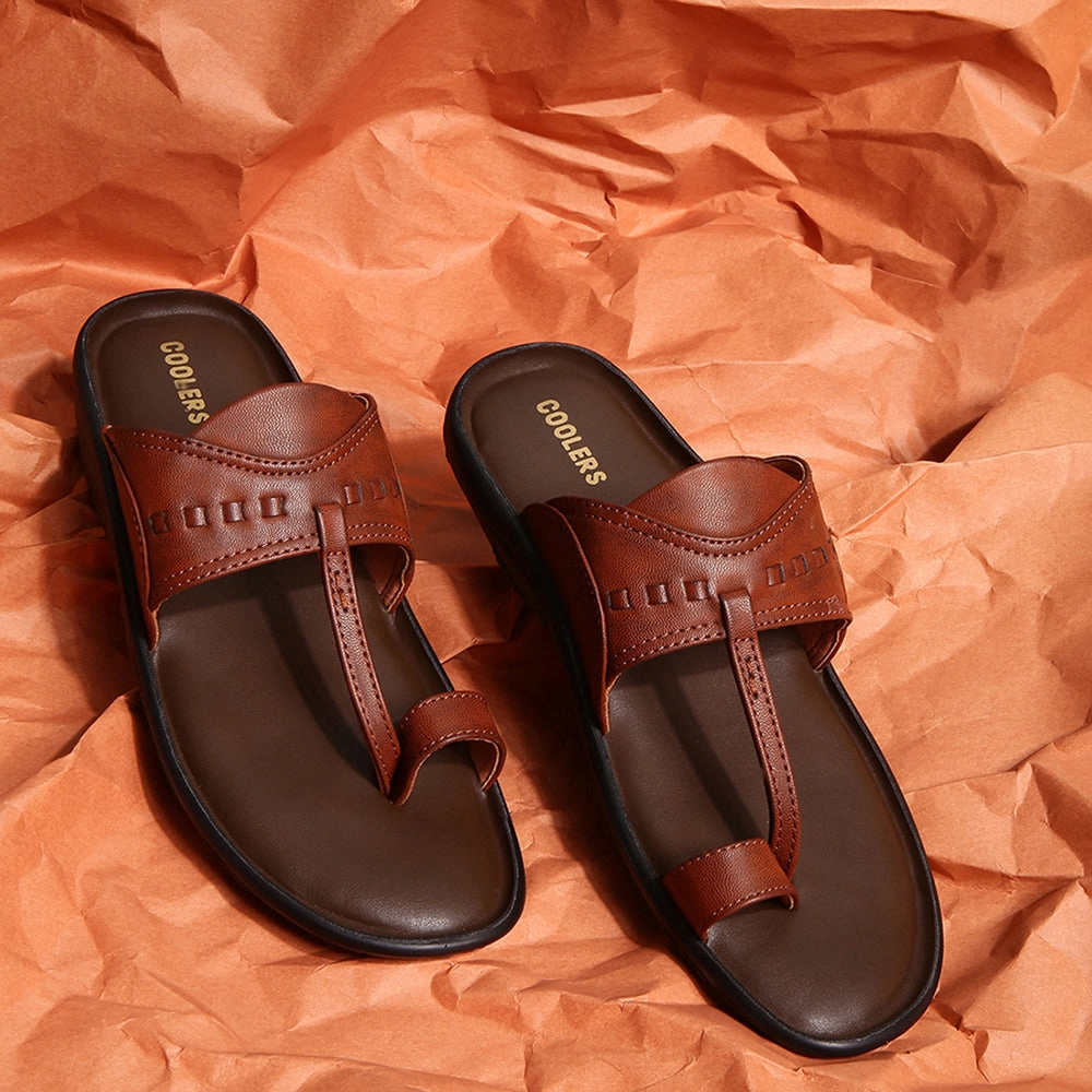 Fendi Sandals Coolers Casual Tan Toe Ring Slippers For Men  A17-04 By Liberty