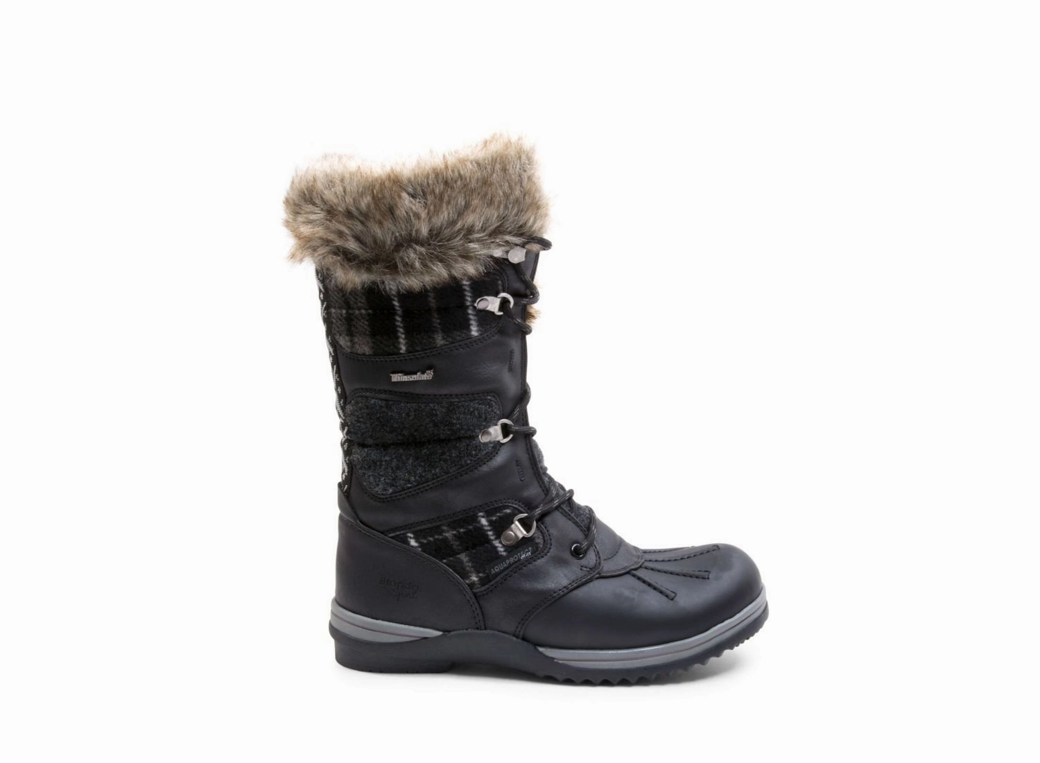 Snow Boots For Narrow Feet SAMNTHA WATERPROOF BLACK LEATHER
