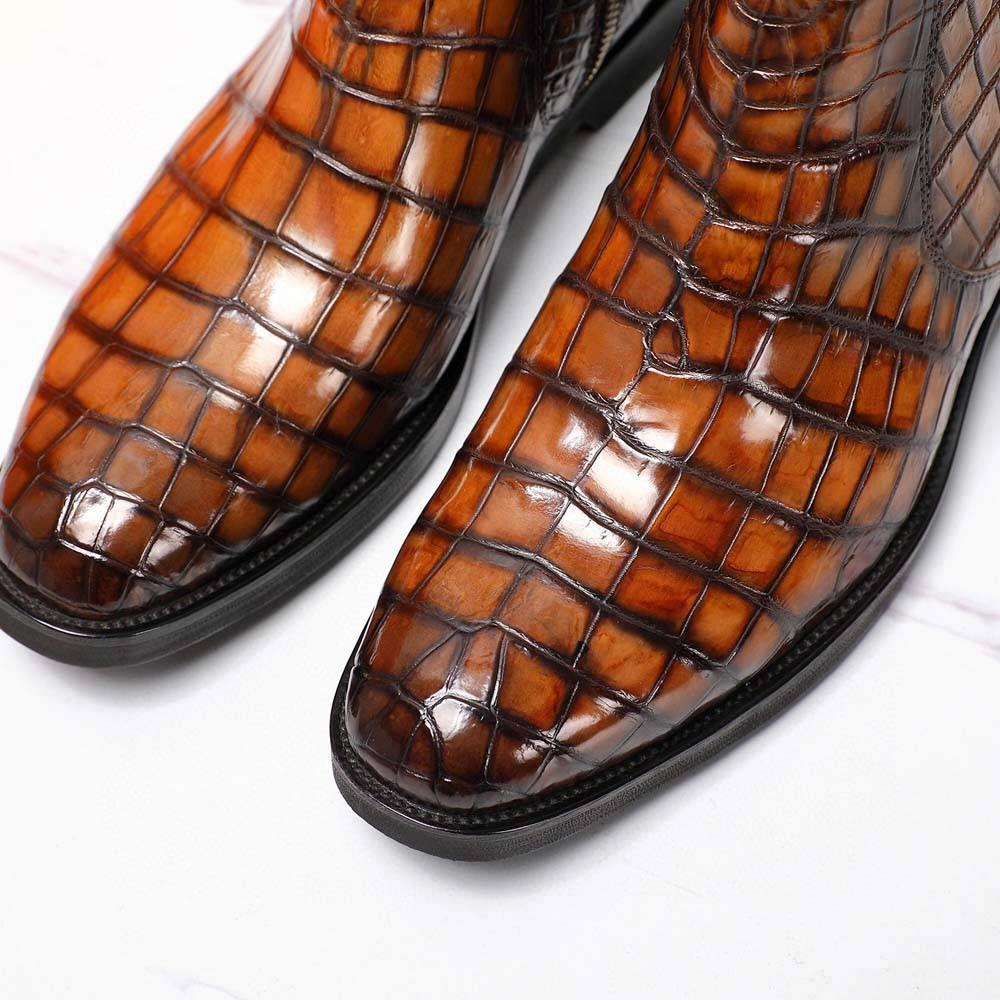 8000 Kicks Chelsea Boots Crocodile Shoes Men's Crocodile Leather Side Zipper Chelsea Boots