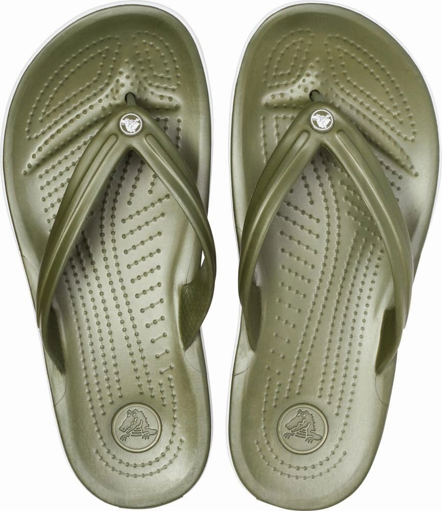 Flip Flops Vs Sandals Vs Slides Crocs Unisex Crocband Flip Flip Flops, Army Green White, 43/44 EU