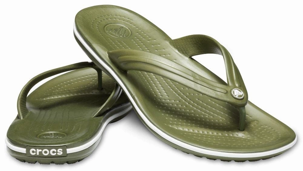 Crocs Unisex Crocband Flip Flip Flops, Army Green White, 43/44 EU Flip Flops At Work
