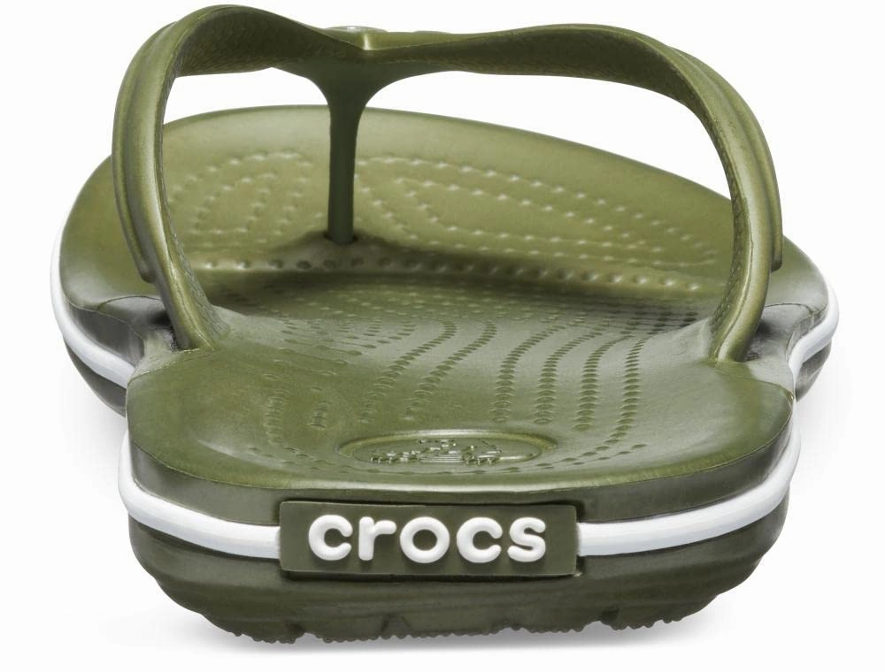Foamies Flip Flops Crocs Unisex Crocband Flip Flip Flops, Army Green White, 43/44 EU