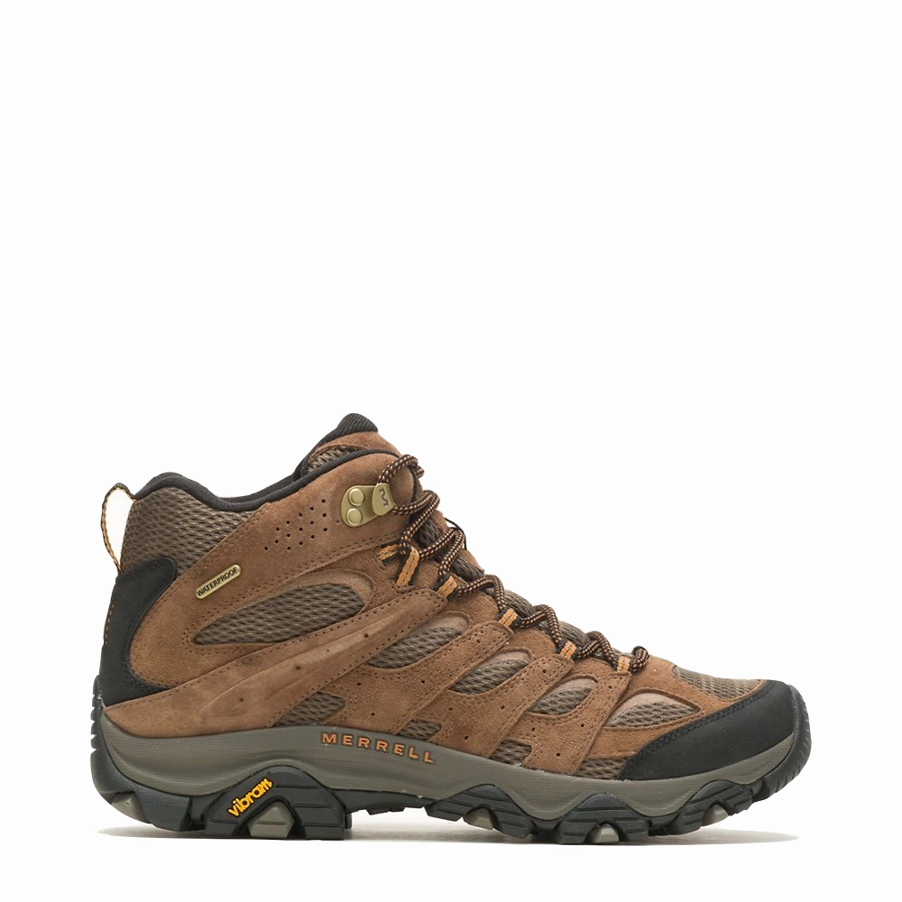 Merrell Men's Moab 3 Mid Waterproof Hiking Boots in Earth Brown Welted Hiking Boots