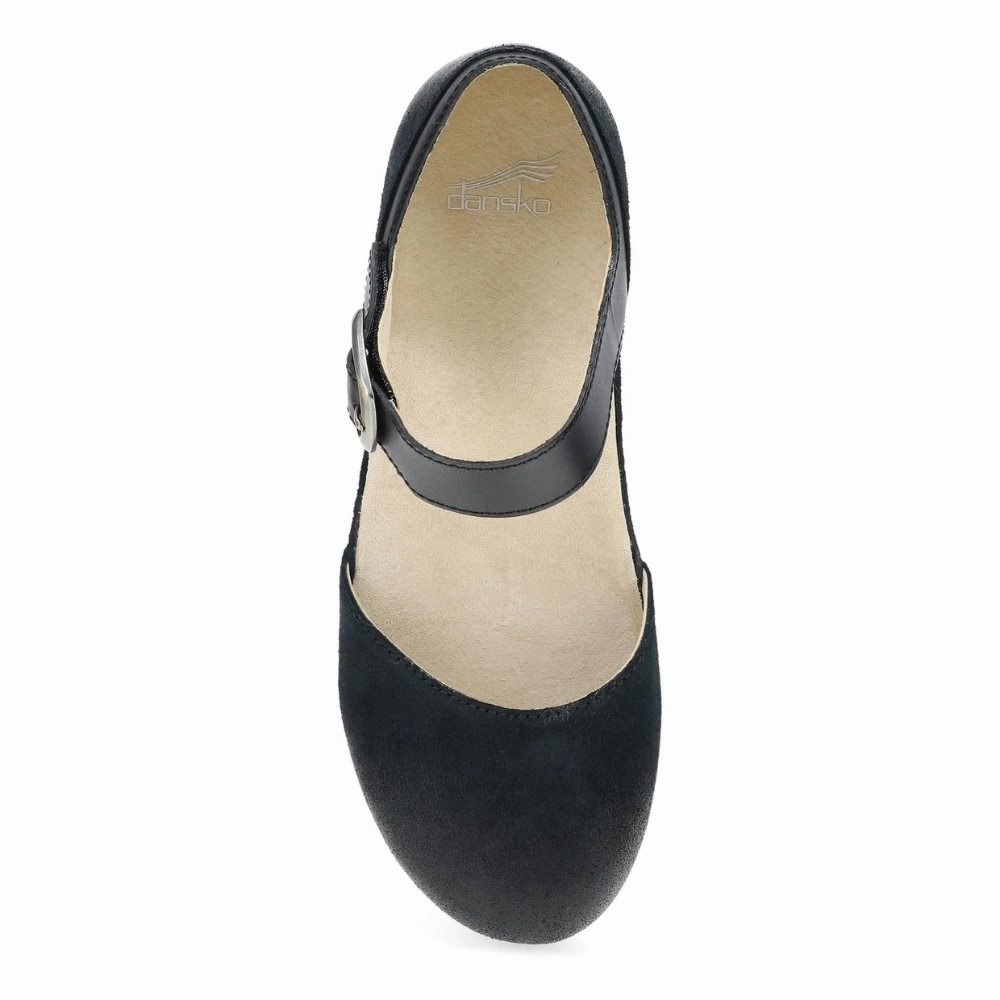 Dansko Mae Black Burnished Suede Mary Jane (Women's) High Mary Jane Shoes