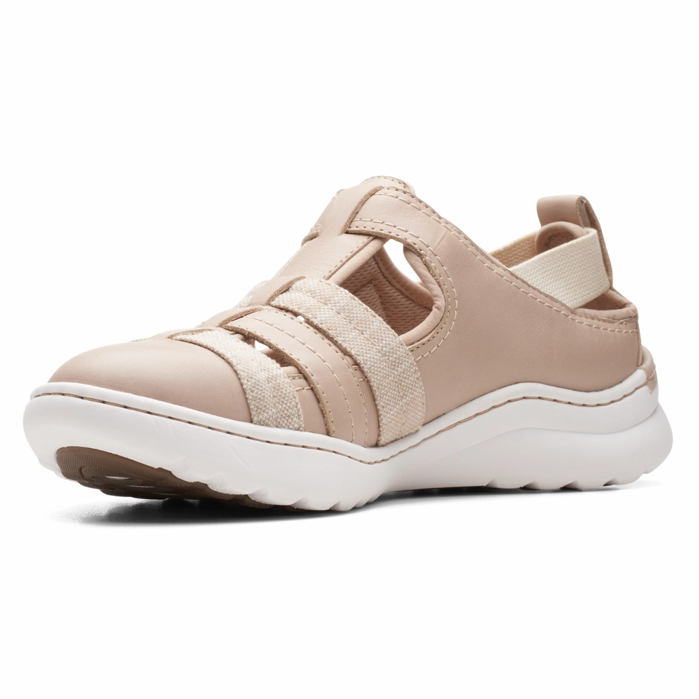 Clarks Teagan Step Sand Leather Shoe (Women's) Trail Shoes On Road