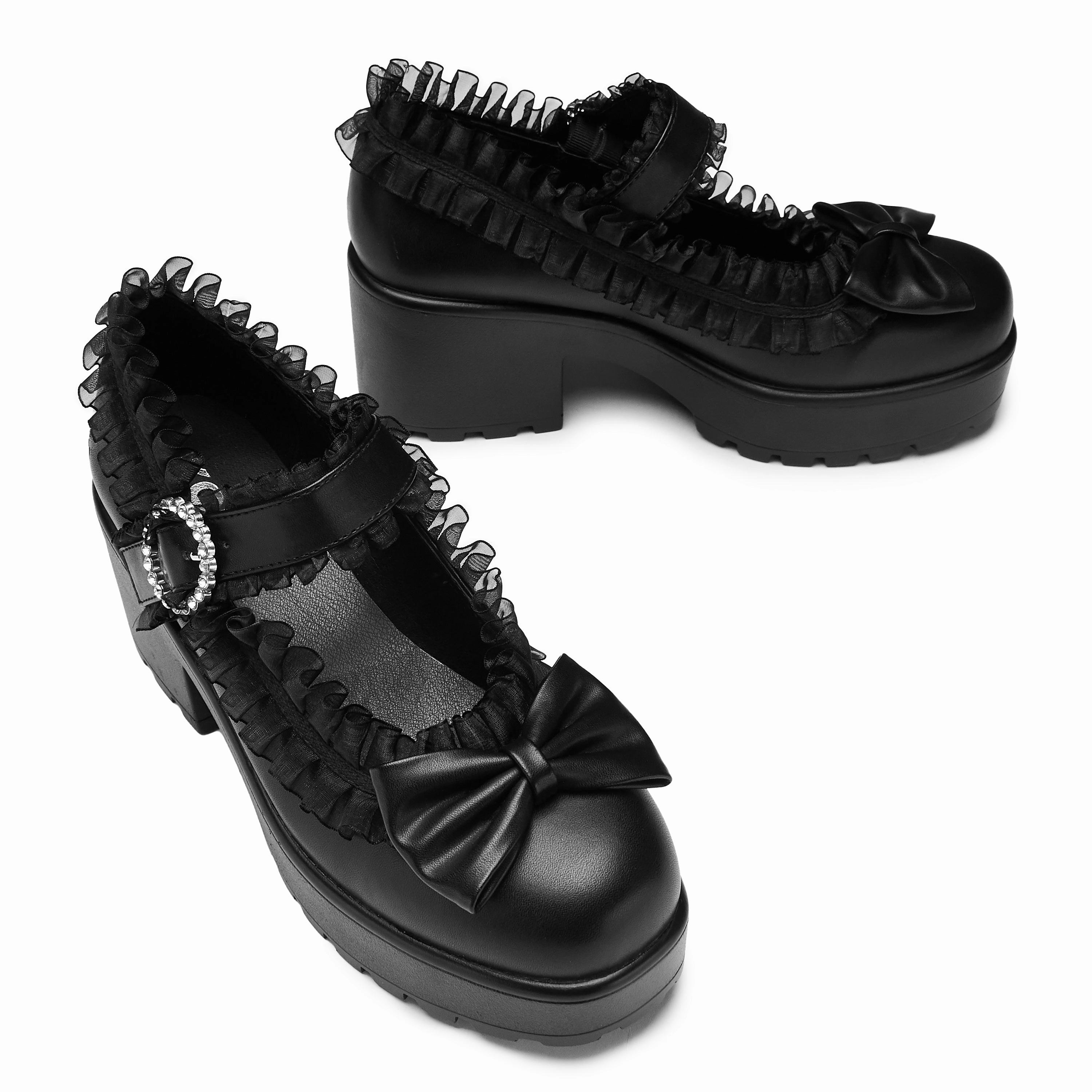 Tira Ruffle Mary Janes  Dark Delights Edition Joya Mary Jane Leather Shoes