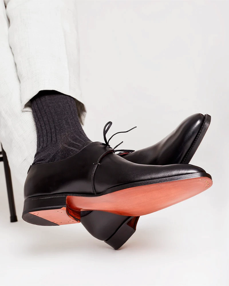 Cycling Shoes Lace Up Black Leather Derby Dress Shoe