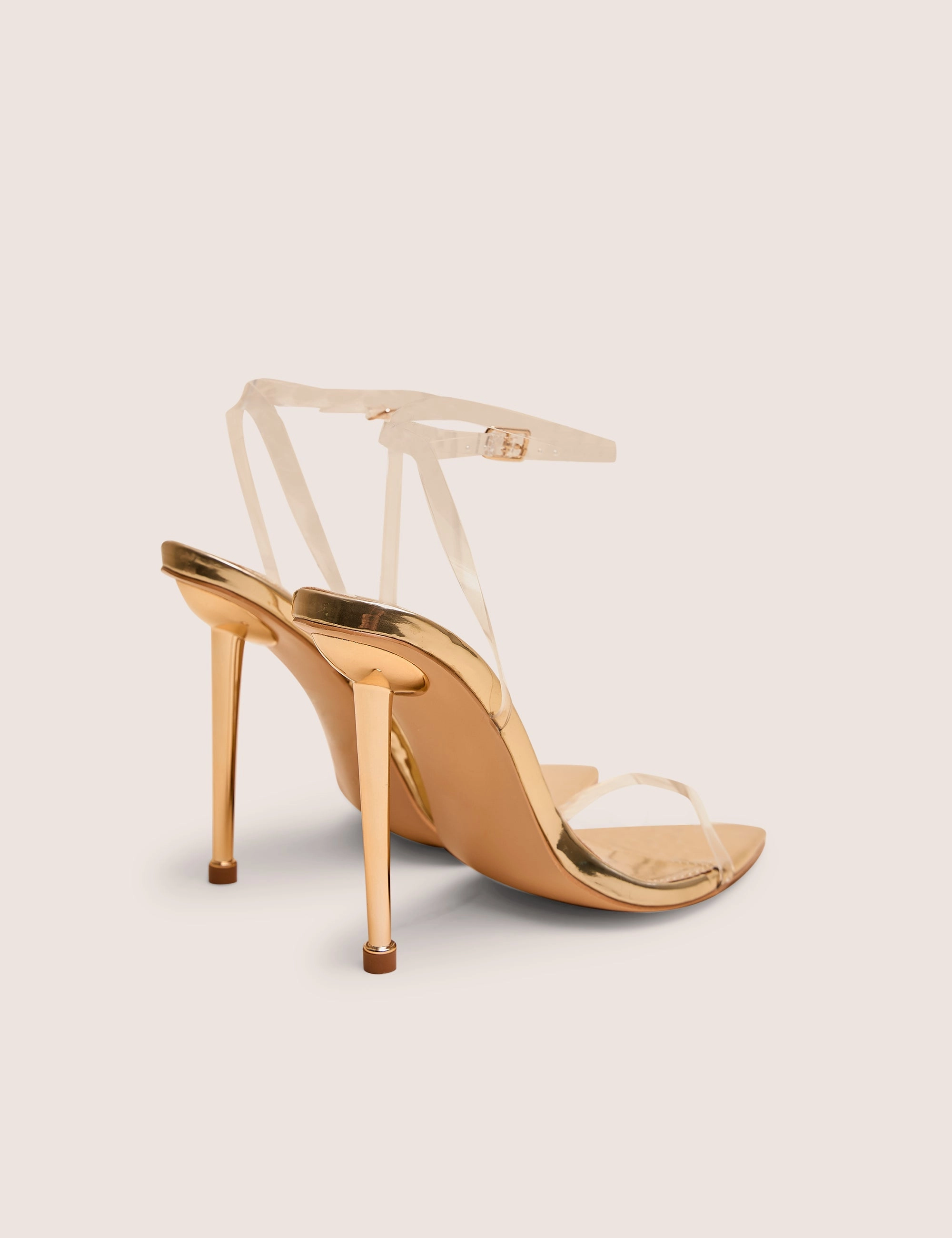 Legacy Perspex Mirror Gold Clear Barely There Stiletto High Heels Knee High Boots Heeled