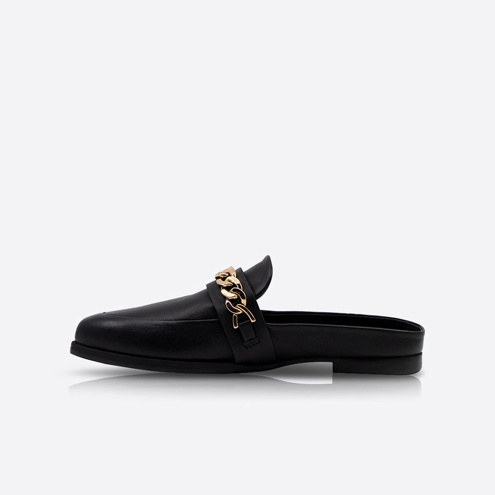 Fuzzy Cute Slippers Tuesday Chain Slide Black/Gold