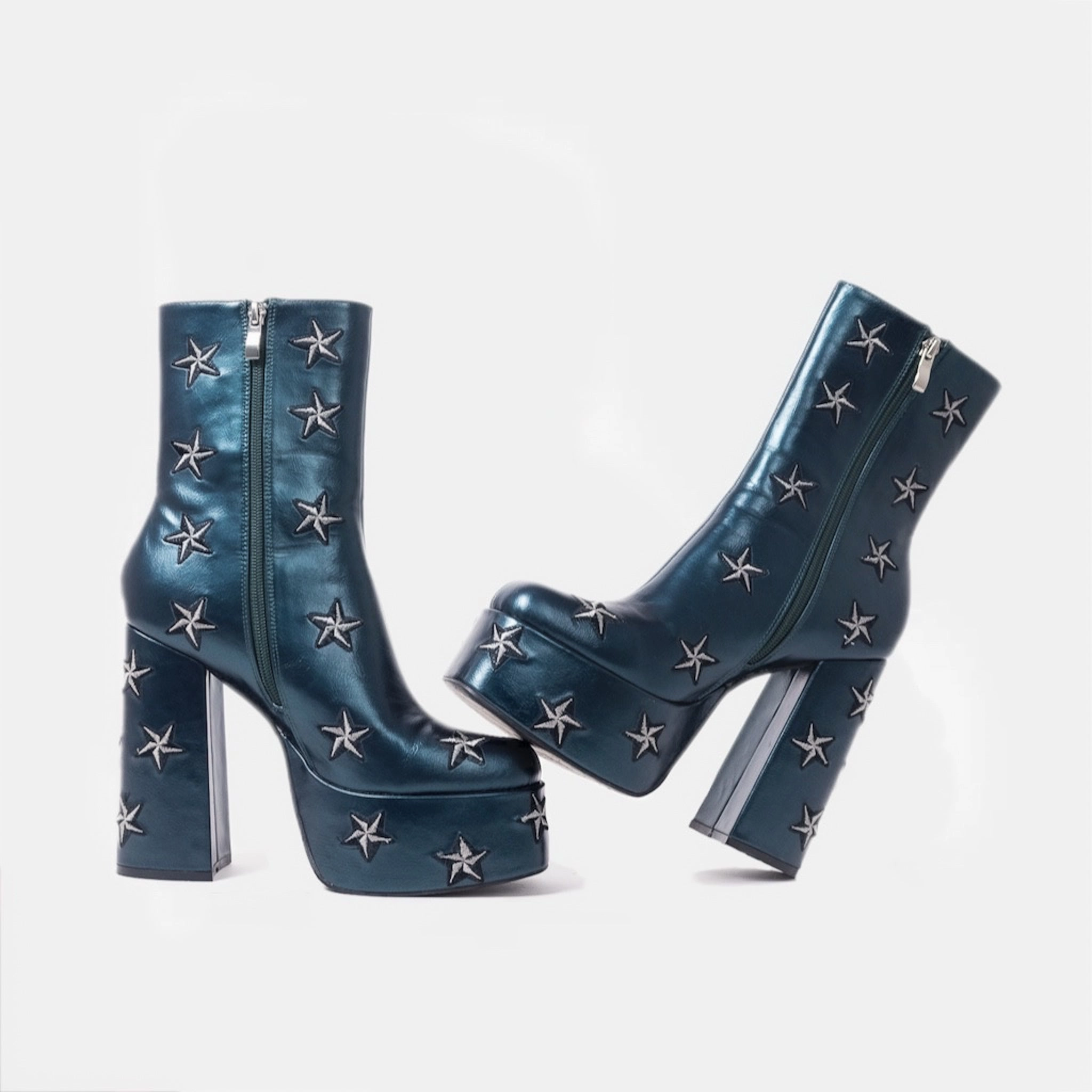 Dreams of Mooncraft Teal Heeled Boots Patent Mary Jane Shoes Clarks