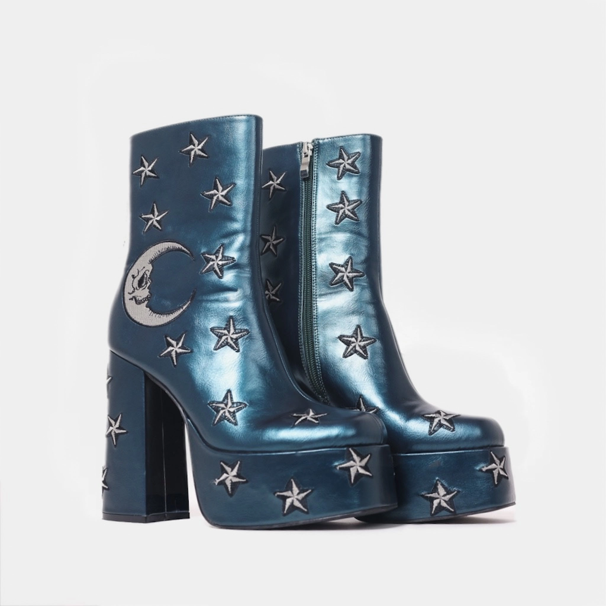 Dreams of Mooncraft Teal Heeled Boots Alaia Shoes Mary Jane