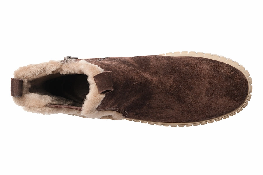 Dark Brown Flat Ankle Boots KEN CARROLL