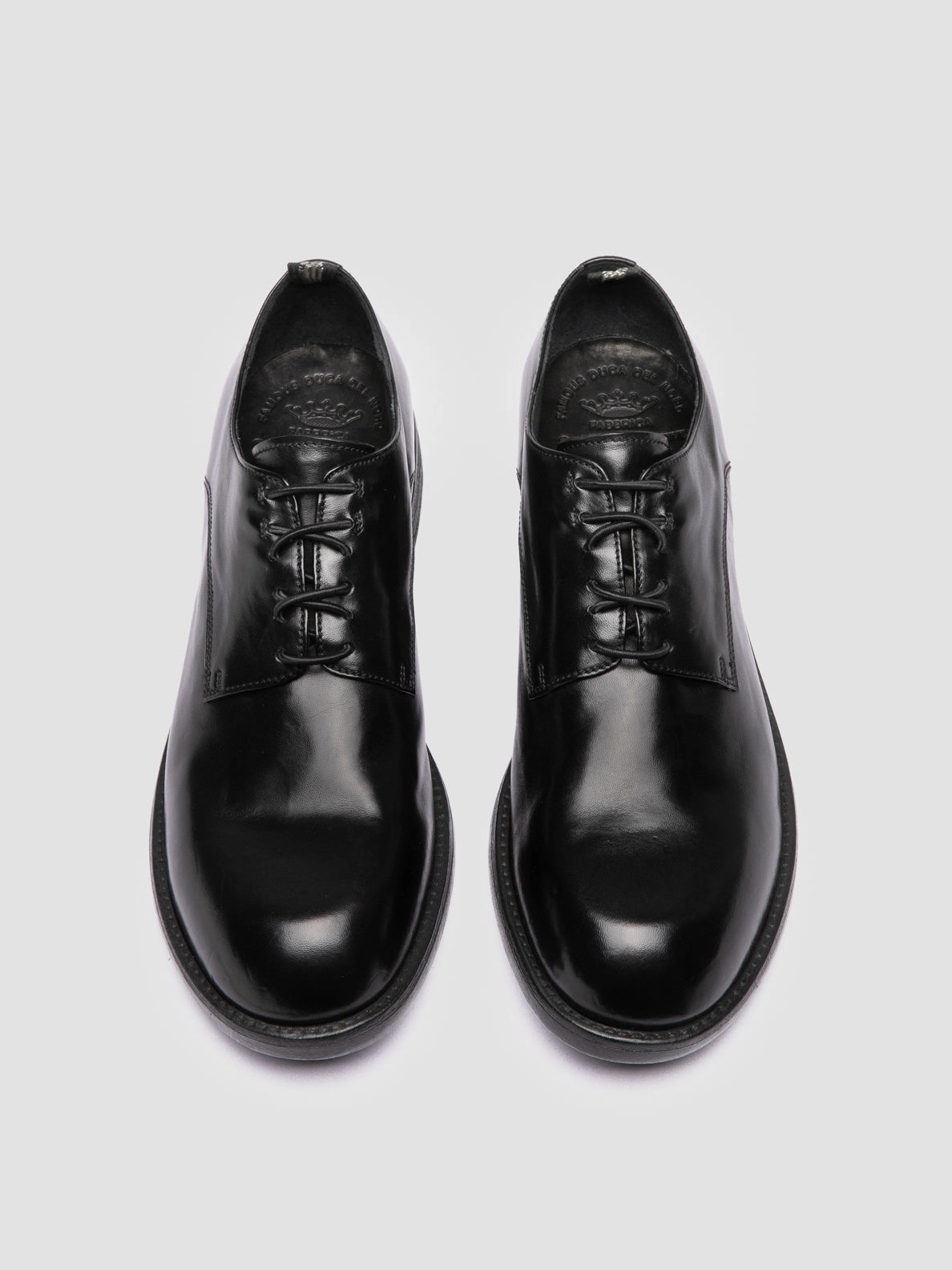 DIARY 009 - Black Leather Derby Shoes Lace Up Heels