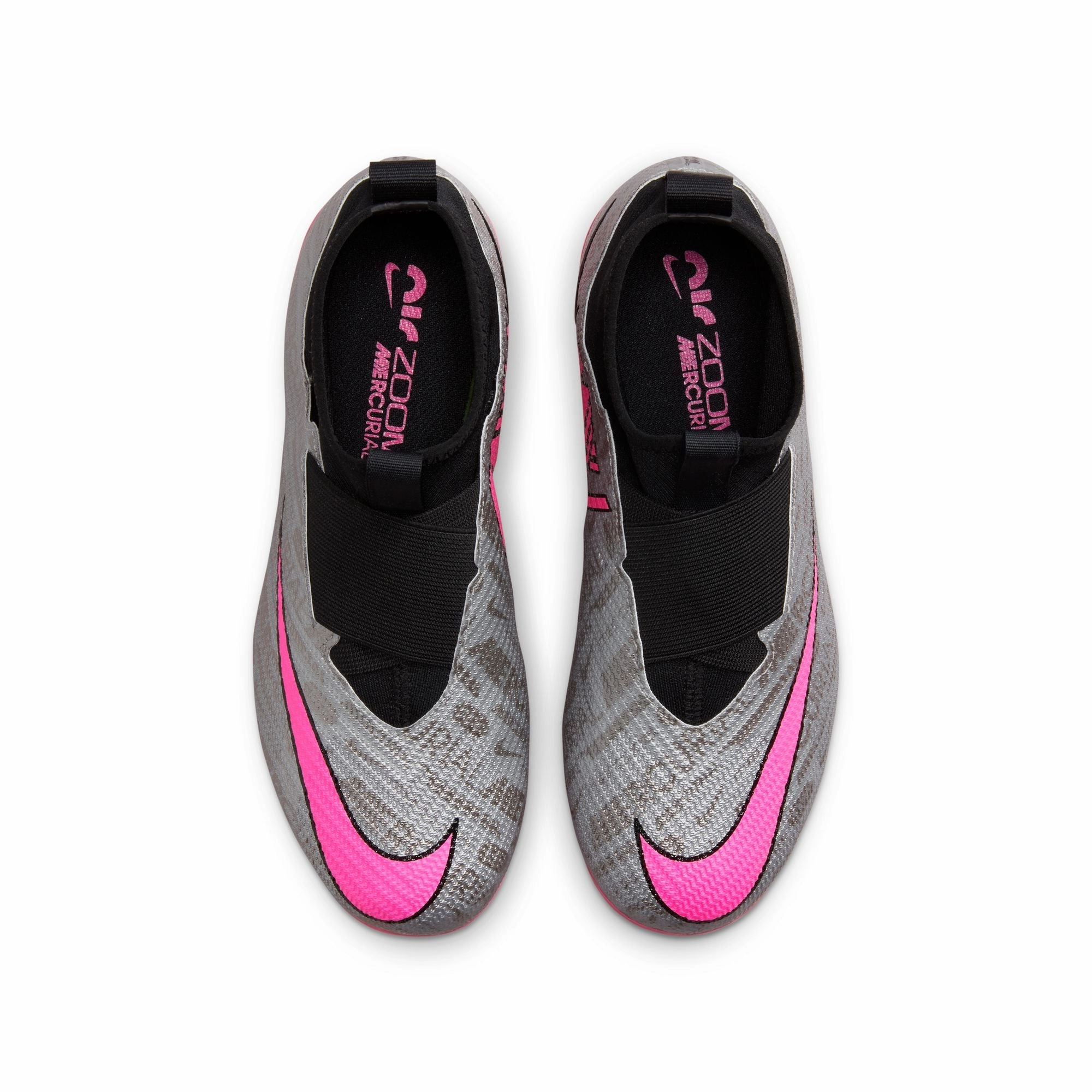 Nike Junior Zoom Mercurial Superfly 9 Pro FG Soccer Shoes - Silver/Pink/Black/Yellow Tiempo Leather Soccer Cleats