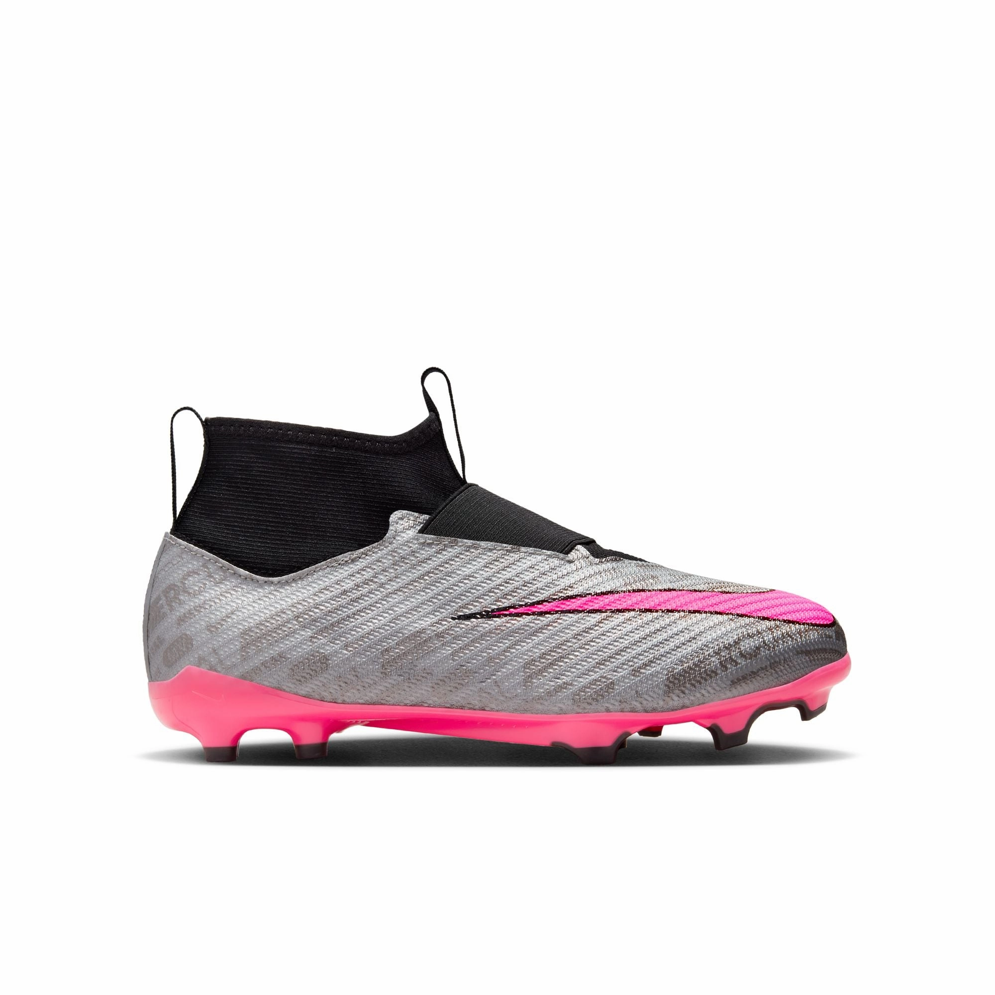 Nike Junior Zoom Mercurial Superfly 9 Pro FG Soccer Shoes - Silver/Pink/Black/Yellow Best Cleats Soccer