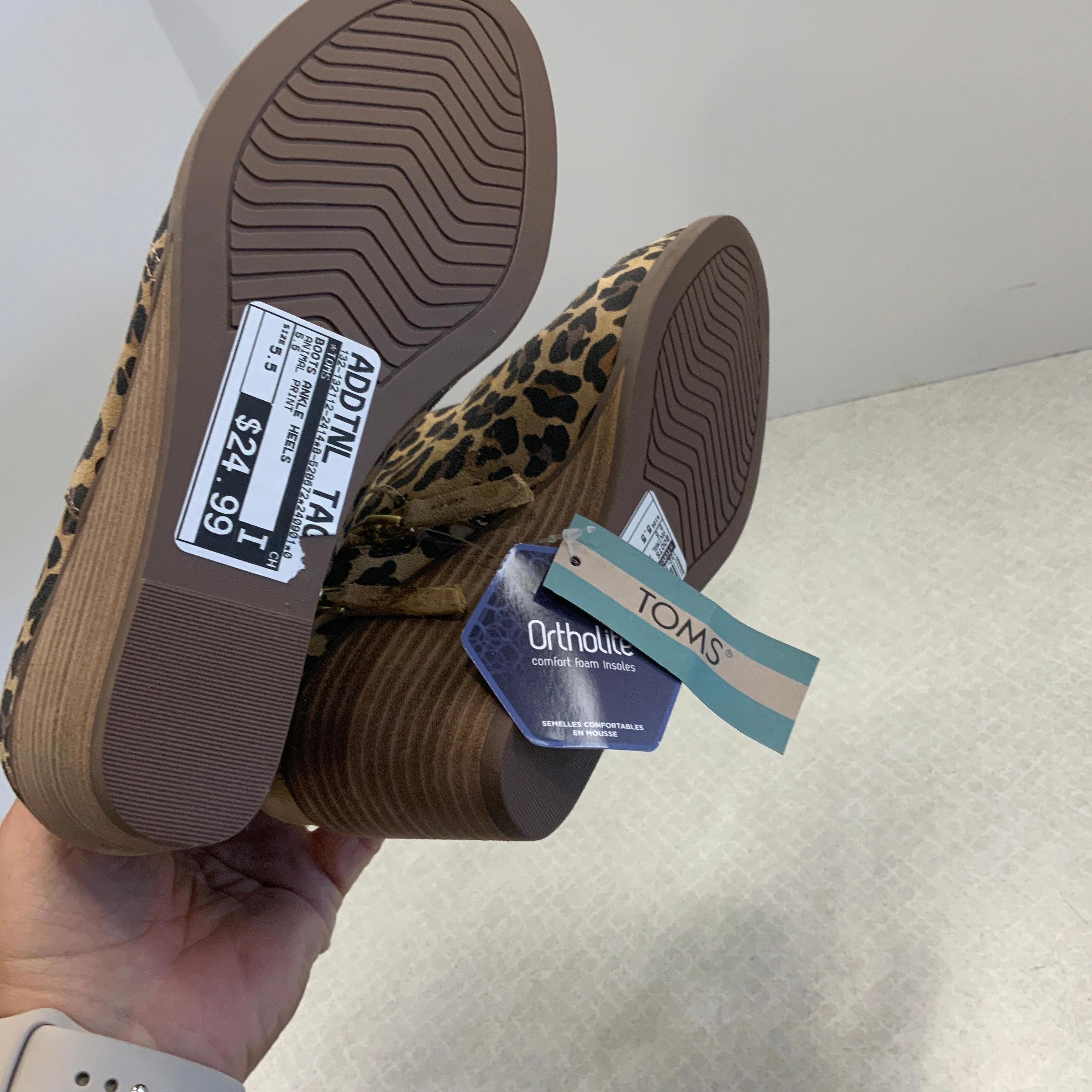 Boots Ankle Heels By Toms In Animal Print, Size: 5.5 Ankle Boots With Black Dress