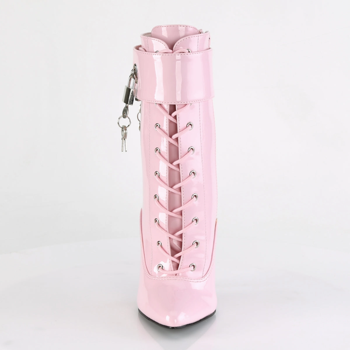 6" Heel DOMINA-1023 Baby Pink Pat Ankle Boots With Platform Sole