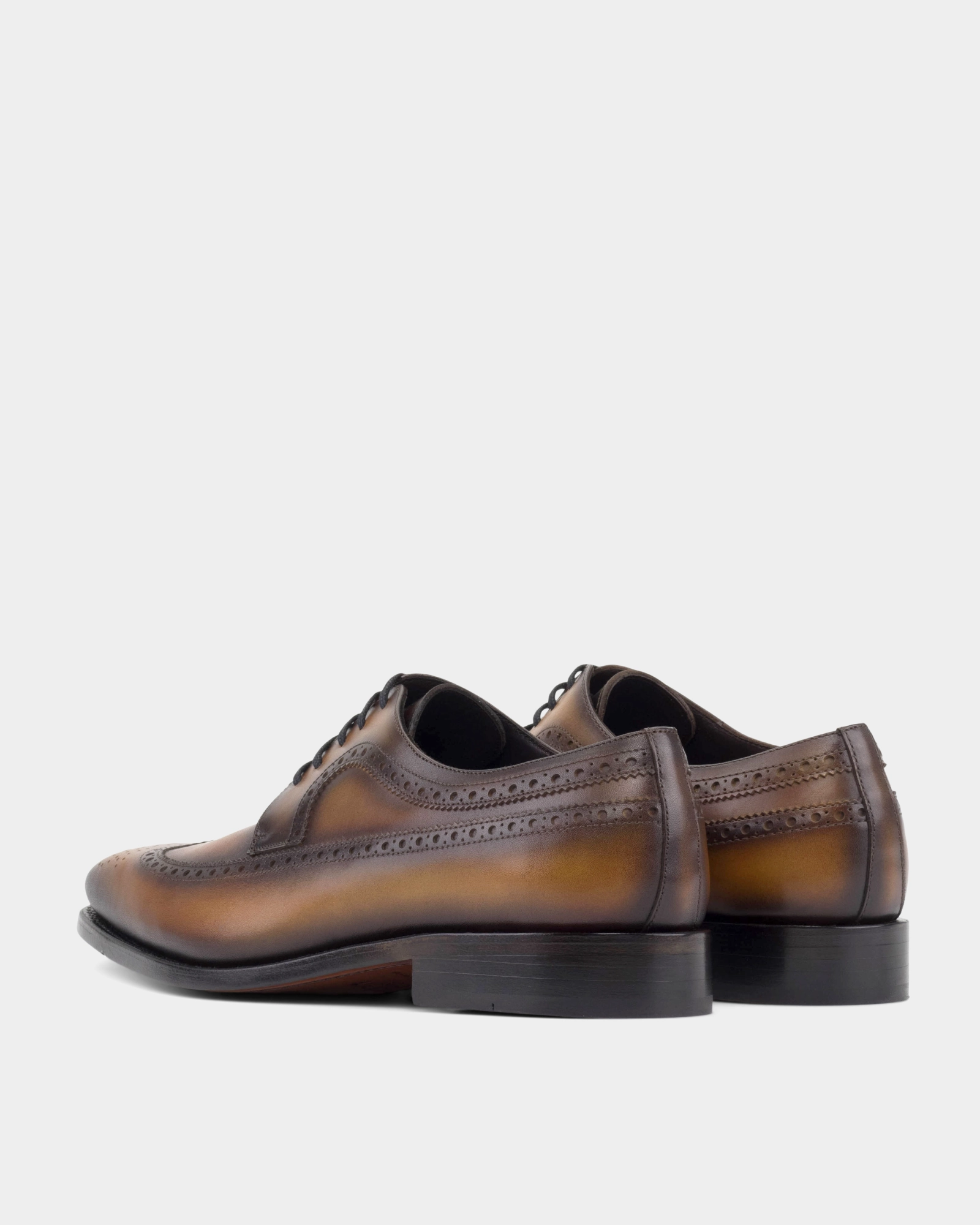 Alex Tobacco Wingtip Derby with Half-Rubber Soles - 722 Lace Up Peep Toe Shoe Boots