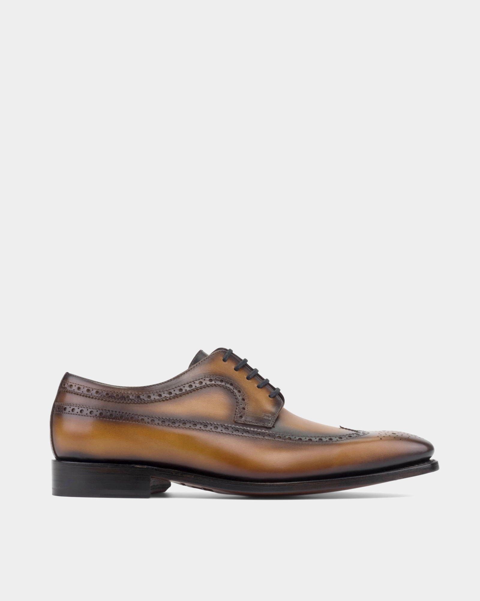 Lace Up Meaning In Shoes Alex Tobacco Wingtip Derby with Half-Rubber Soles - 722