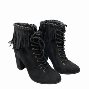 Low Platform Ankle Boots Boots Ankle Heels By Cato In Black, Size: 8