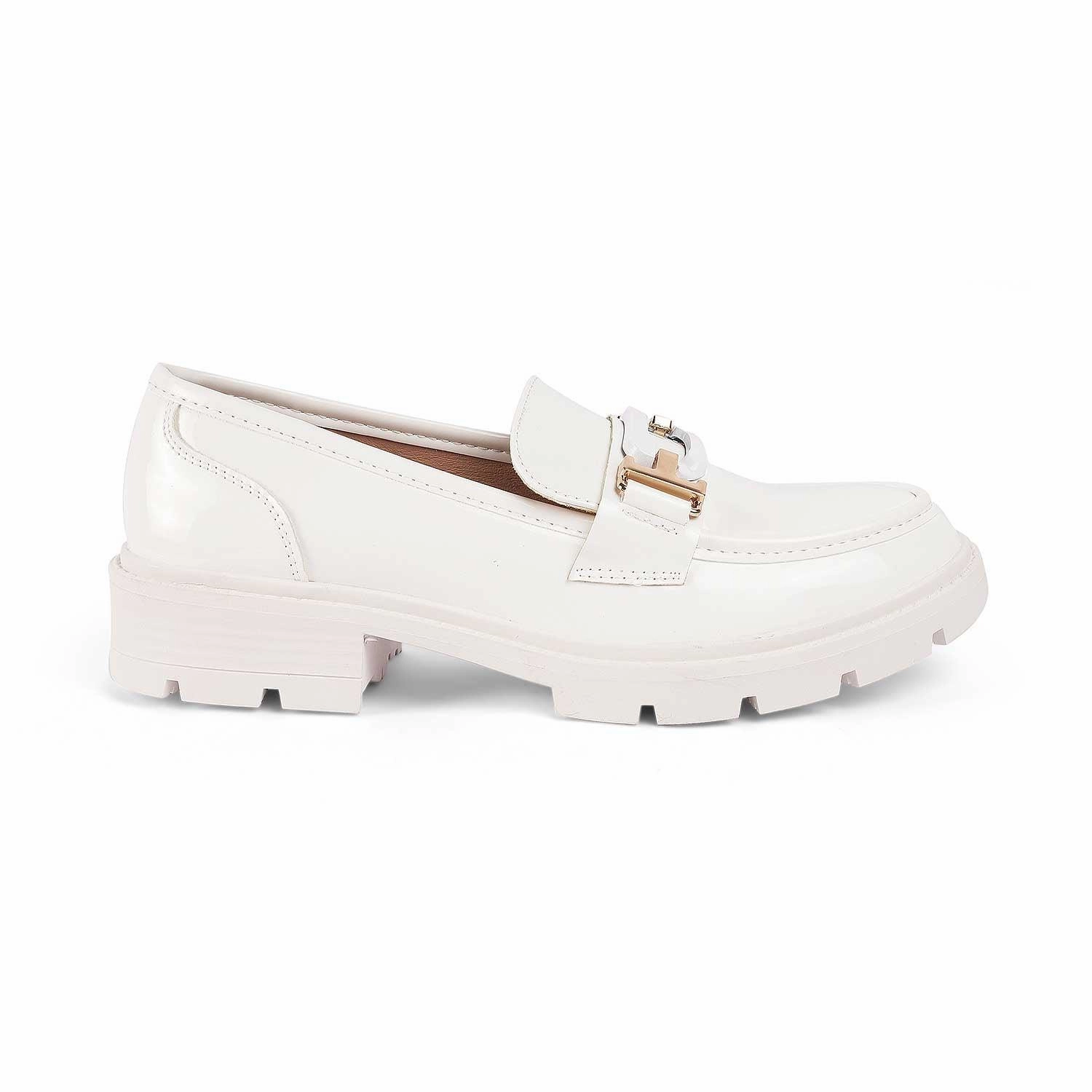 Kiltie Loafers Tresmode Gstaad White Women's Chunky Sole Loafers