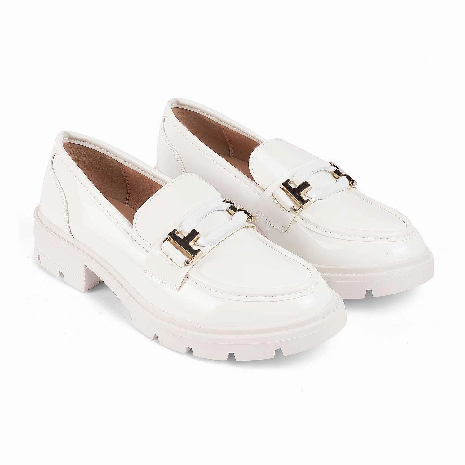 Tresmode Gstaad White Women's Chunky Sole Loafers Lifestride Loafers