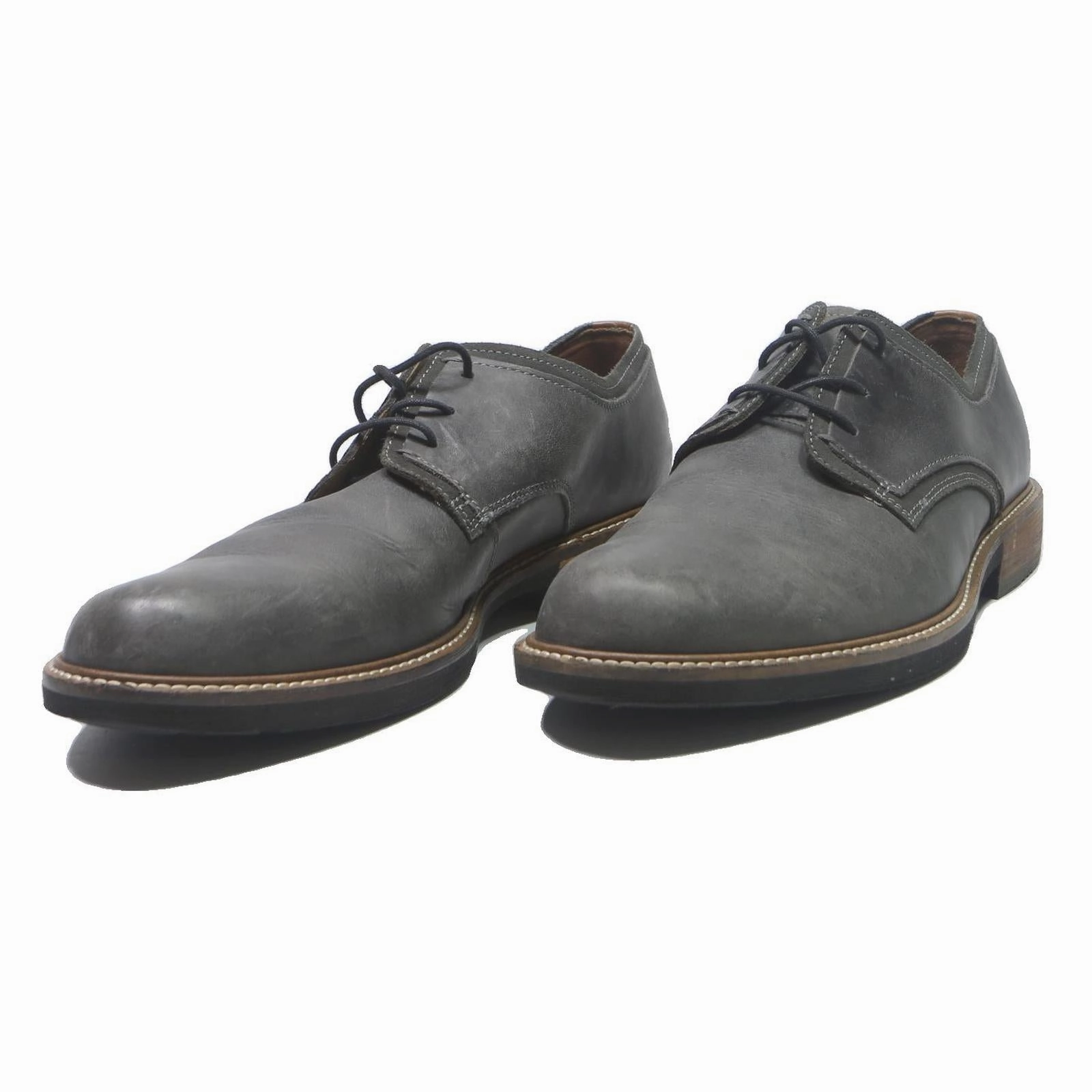 ECCO Mens Grey Leather Derby Shoes UK 11 Smart Casual Durable Comfort Lace Up Witch Shoes