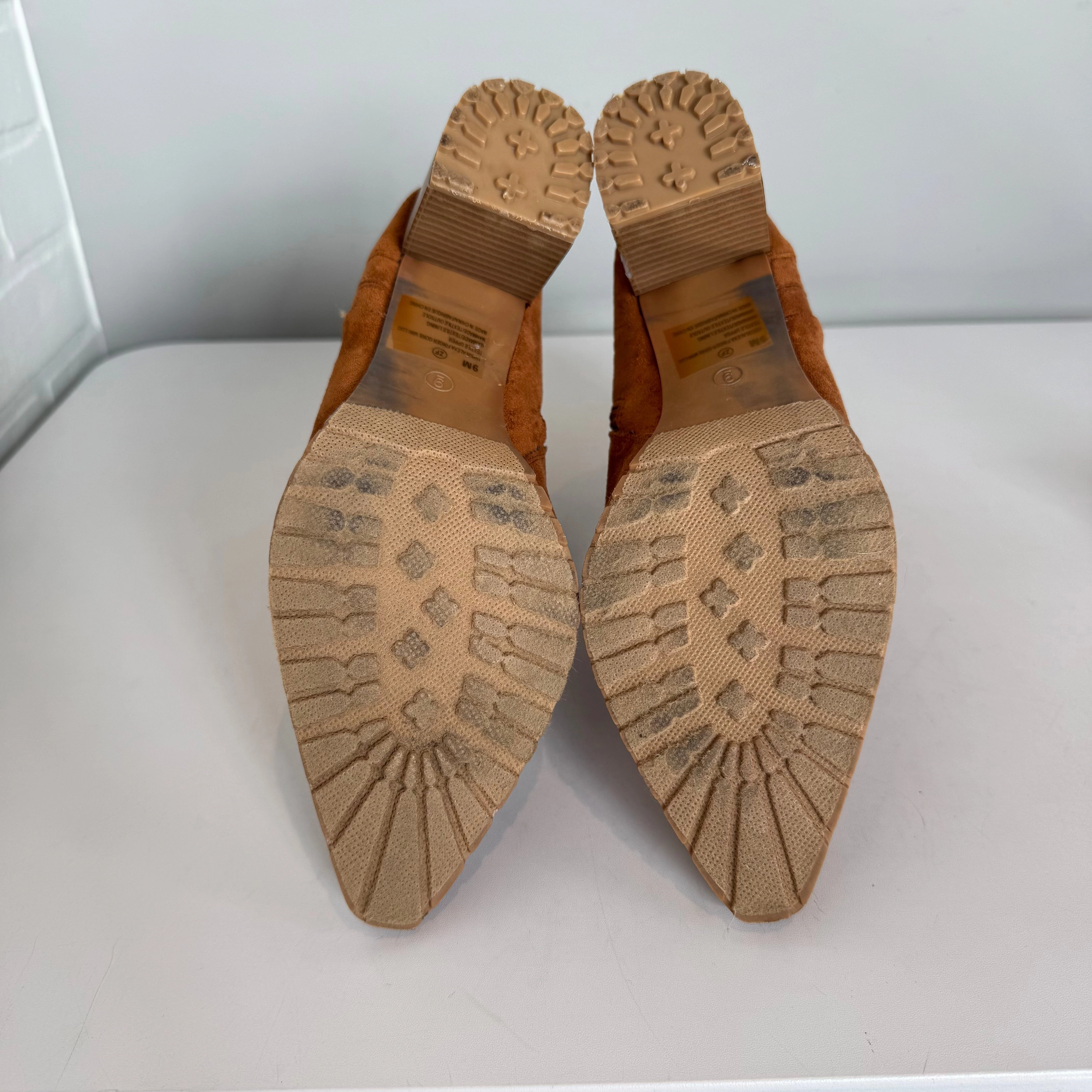 Boots Ankle Heels By Maurices In Brown, Size: 9 Lace Up Thick Heel Ankle Boots