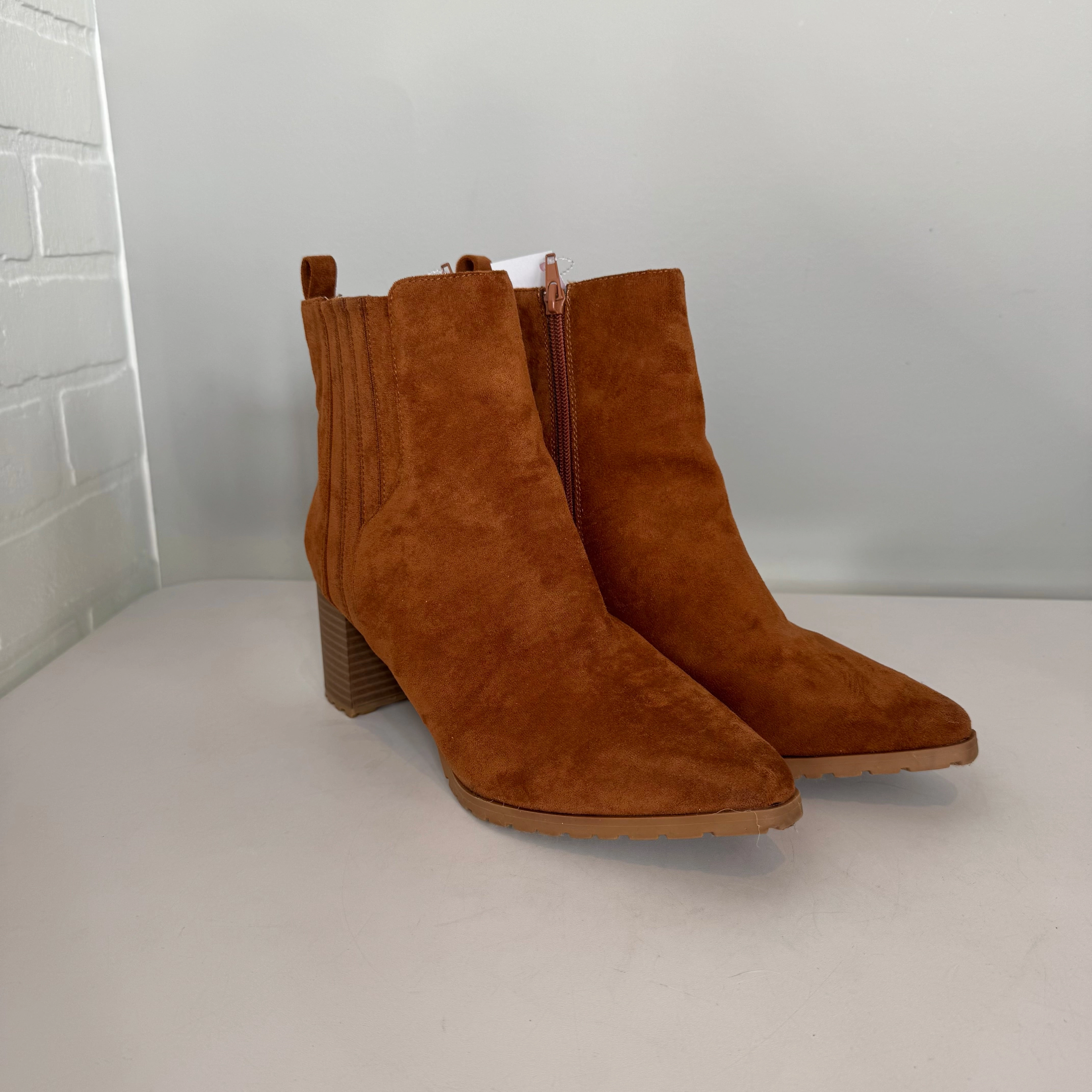 Boots Ankle Heels By Maurices In Brown, Size: 9 Cognac Leather Ankle Boots